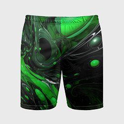 Шорты спортивные мужские Green dark abstract geometry style, цвет: 3D-принт