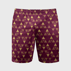 Мужские спортивные шорты Бордо с жёлтыми треугольниками текстурированный па