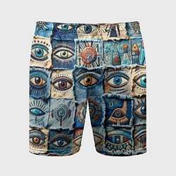 Мужские спортивные шорты Глаза на джинсах пэчворк