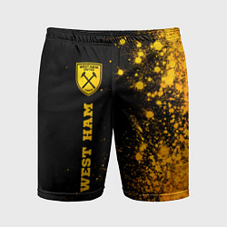 Шорты спортивные мужские West Ham - gold gradient по-вертикали, цвет: 3D-принт