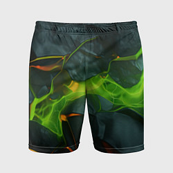 Шорты спортивные мужские Неоновая яркая геометрическая абстракция со светом, цвет: 3D-принт