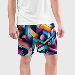Шорты спортивные мужские Геометрическое абстрактное граффити - нейросеть, цвет: 3D-принт — фото 2