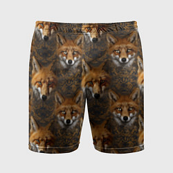 Шорты спортивные мужские Лакшери паттерн с золотыми лисицами, цвет: 3D-принт
