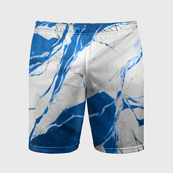 Шорты спортивные мужские Бело-синий мрамор, цвет: 3D-принт