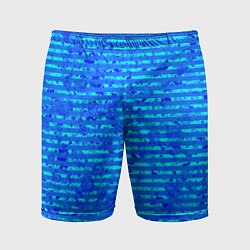 Шорты спортивные мужские Яркий голубой абстрактный полосатый, цвет: 3D-принт