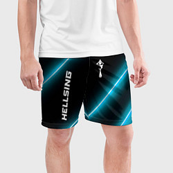 Шорты спортивные мужские Hellsing неоновые лампы, цвет: 3D-принт — фото 2