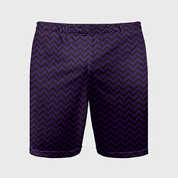 Шорты спортивные мужские Чёрно-фиолетовый ломаные полосы, цвет: 3D-принт