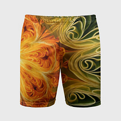 Шорты спортивные мужские Зелено-оранжевый фрактал, цвет: 3D-принт