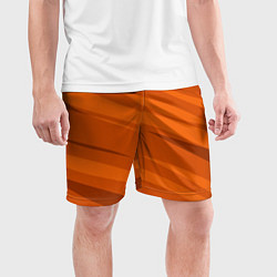 Шорты спортивные мужские Тёмный оранжевый полосами, цвет: 3D-принт — фото 2