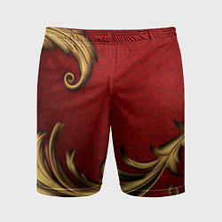 Шорты спортивные мужские Классический золотой узор на красном бархате, цвет: 3D-принт