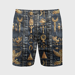 Мужские спортивные шорты Египетские символы на дениме