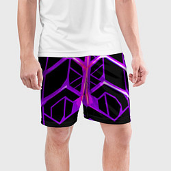Шорты спортивные мужские Фиолетовые линии на чёрном фоне, цвет: 3D-принт — фото 2