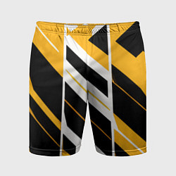 Шорты спортивные мужские Black and yellow stripes on a white background, цвет: 3D-принт