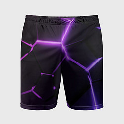Мужские спортивные шорты Темные фиолетовые неоновые плиты в разломе