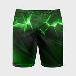 Шорты спортивные мужские Яркая зеленая объемная абстракция, цвет: 3D-принт