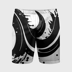 Мужские спортивные шорты Чёрно-белая экспрессивная абстракция