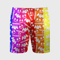 Шорты спортивные мужские Marshmello rainbow, цвет: 3D-принт