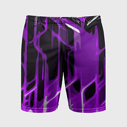 Шорты спортивные мужские Abstract purple stripes on a black background, цвет: 3D-принт