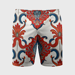 Мужские спортивные шорты Узор красно-синий на белом фоне