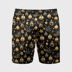 Мужские спортивные шорты Золотые новогодние шары