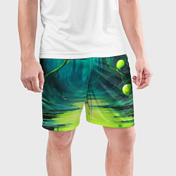 Шорты спортивные мужские Зелёная кислотная абстракция, цвет: 3D-принт — фото 2