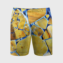 Шорты спортивные мужские Жёлто-синяя абстракция, цвет: 3D-принт