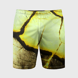 Шорты спортивные мужские Трещины на абстрактном жёлтом фоне, цвет: 3D-принт