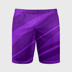 Шорты спортивные мужские Фиолетовый однотонный абстракция с полосой, цвет: 3D-принт