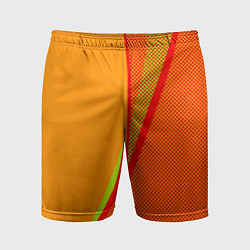 Шорты спортивные мужские Оранжевый с красным абстрактный с текстурой, цвет: 3D-принт