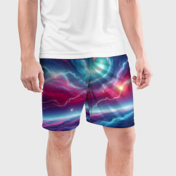 Шорты спортивные мужские Spiral neon galaxy - ai art fantasy, цвет: 3D-принт — фото 2