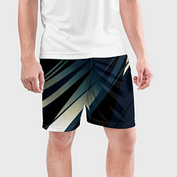 Шорты спортивные мужские Чёрно-синий абстрактный с полосами, цвет: 3D-принт — фото 2