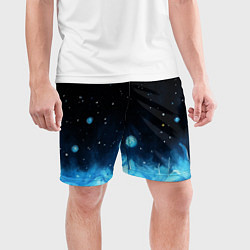 Шорты спортивные мужские Синяя светящееся краска, цвет: 3D-принт — фото 2