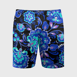 Шорты спортивные мужские Хохлома негатив, цвет: 3D-принт