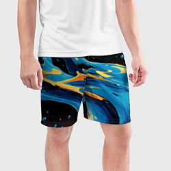 Шорты спортивные мужские Синяя волна из красок, цвет: 3D-принт — фото 2