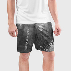 Шорты спортивные мужские System of a Down - grey gradient вертикально, цвет: 3D-принт — фото 2