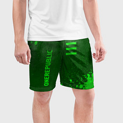 Шорты спортивные мужские OneRepublic - green gradient вертикально, цвет: 3D-принт — фото 2