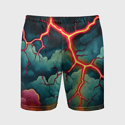 Шорты спортивные мужские Молнии в виде разлома, цвет: 3D-принт