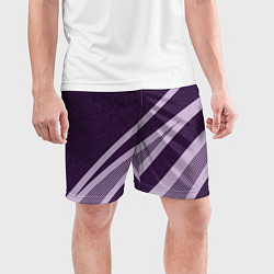 Шорты спортивные мужские Фиолетовый абстрактный с полосой, цвет: 3D-принт — фото 2