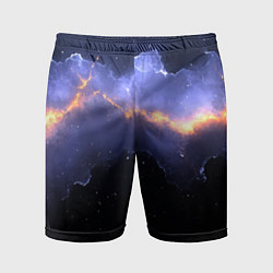 Шорты спортивные мужские Молния в фиолетовом небе текстура, цвет: 3D-принт