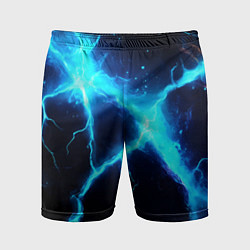 Шорты спортивные мужские Голубой разлом из молний, цвет: 3D-принт
