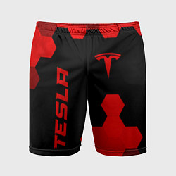 Мужские спортивные шорты Tesla - red gradient вертикально