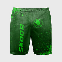Мужские спортивные шорты Skoda - green gradient вертикально