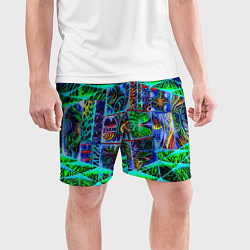 Шорты спортивные мужские Психоделика узор кислотный, цвет: 3D-принт — фото 2