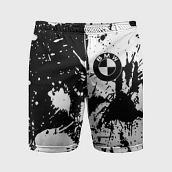 Шорты спортивные мужские BMW черно белые краски, цвет: 3D-принт