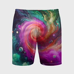 Шорты спортивные мужские Космическая неоновая фантазия - нейроарт, цвет: 3D-принт