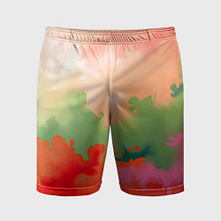 Шорты спортивные мужские Красные и зеленые облака, цвет: 3D-принт