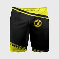 Шорты спортивные мужские Borussia жёлтые полосы, цвет: 3D-принт