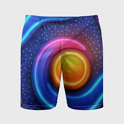 Шорты спортивные мужские Оранжевый круг и голубые линии текстура, цвет: 3D-принт
