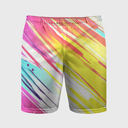 Шорты спортивные мужские Брызги краски на белом фоне, цвет: 3D-принт