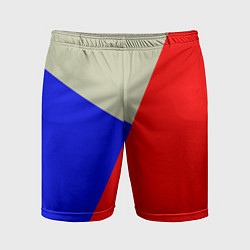 Шорты спортивные мужские Серо-сине-красный трёхцветный, цвет: 3D-принт